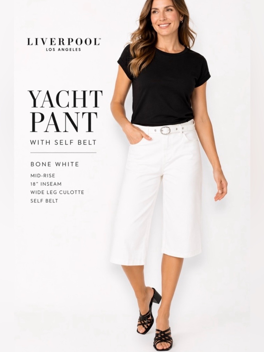 Liverpool Los Angeles Yacht Pant w/ Self Belt – Bone White